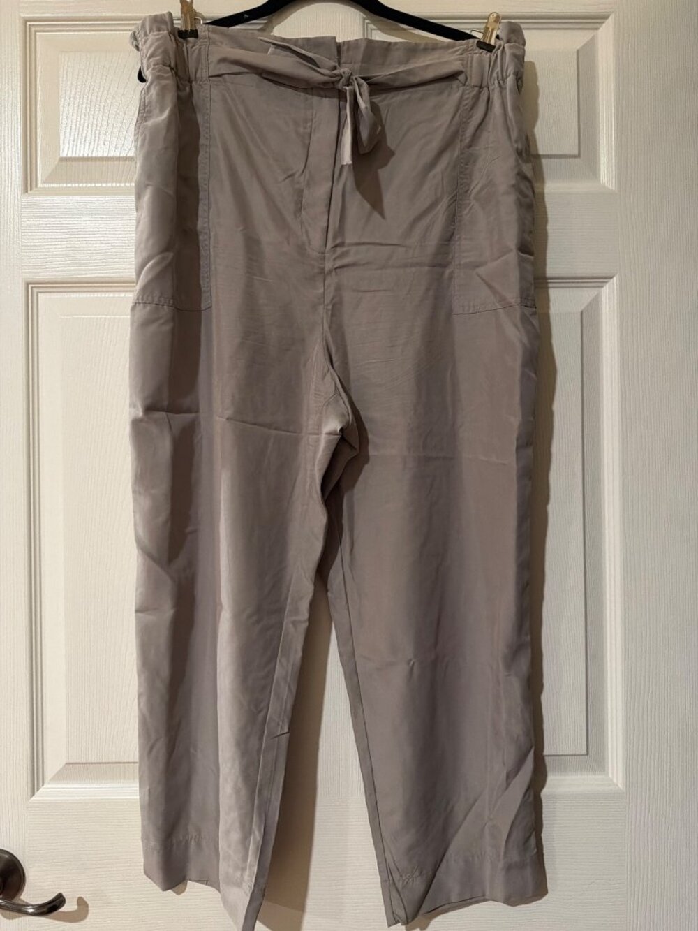 Prologue Womens Gray Wide-Leg Pants With Tie Waist & Pockets Size XL